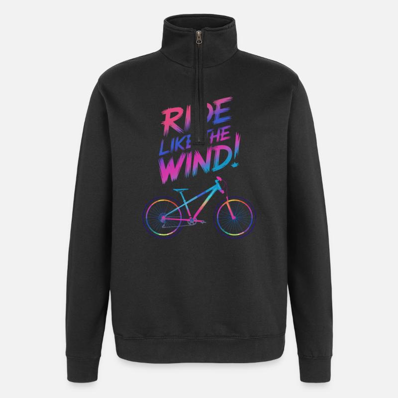 Lebendige Windsurf-Fahrrad-Illustration - Quarter-Zip-Sweatshirt - Schwarz