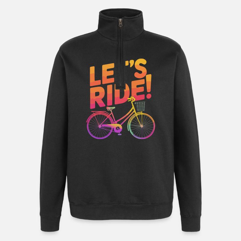 Vibrant Riding Bicycle Design - Quarter-Zip Sweatshirt - black