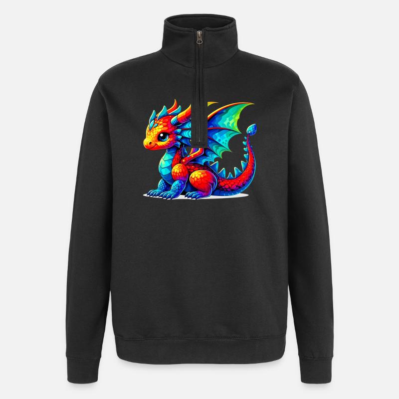 Drache - Quarter-Zip-Sweatshirt - Schwarz