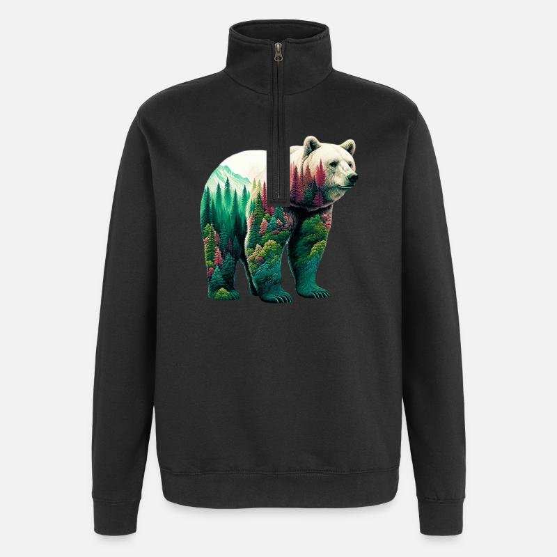 Bear - Quarter-Zip Sweatshirt - black