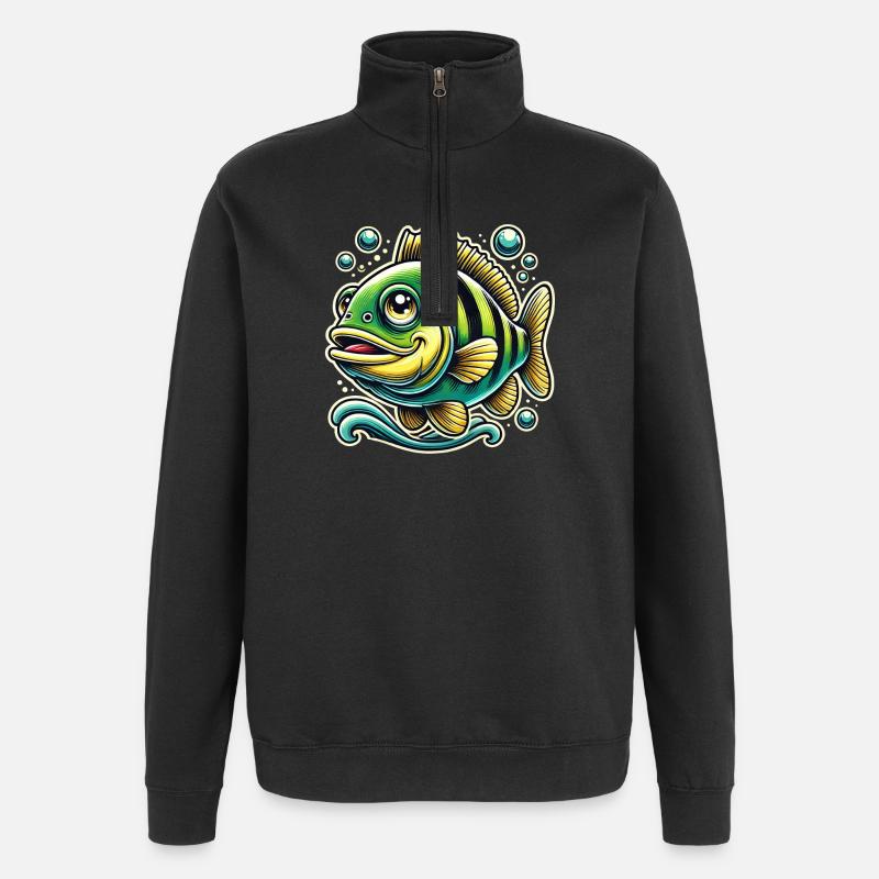 Perch river bass design - Quarter-Zip Sweatshirt - black