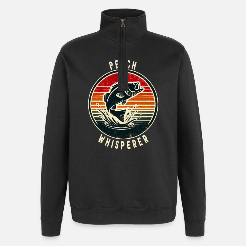 Barsch Flüsterer Design - Quarter-Zip-Sweatshirt - Schwarz