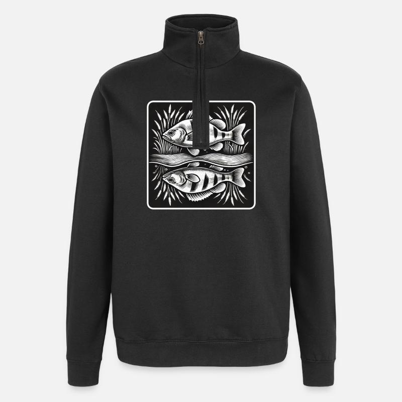 Perche, poisson, ange - Sweat à zip 1/4 - noir