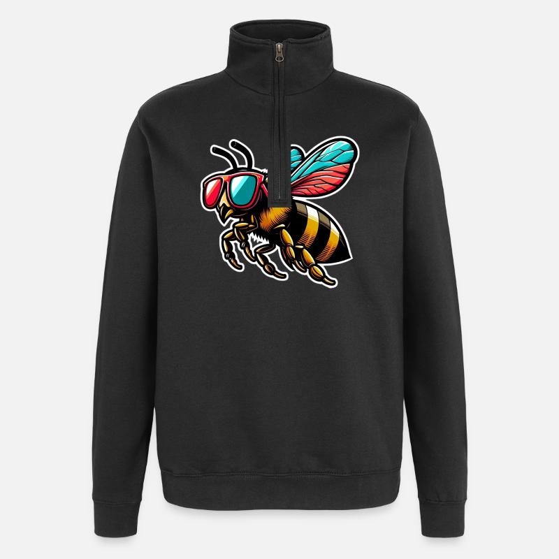 Bee - Quarter-Zip Sweatshirt - black