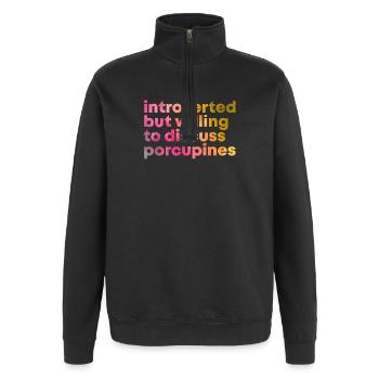 porc-épic - Sweat à zip 1/4 - noir - Devant - AI Model Female 172 light (172cm) & AI Model Male 178 dark (178cm)