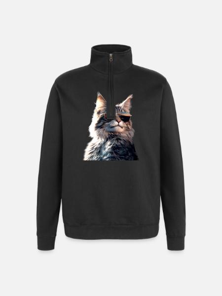 Maine Coon Cat Cat Mom Cat Maine Coon Cats - Quarter-Zip Sweatshirt - black