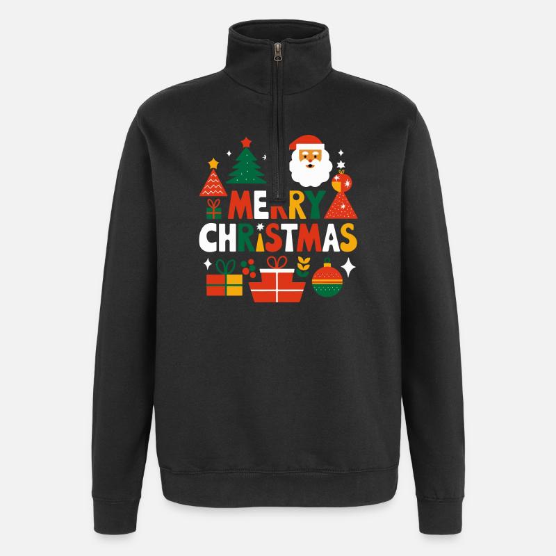 Design vibrant de joyeux Noël - Sweat à zip 1/4 - noir