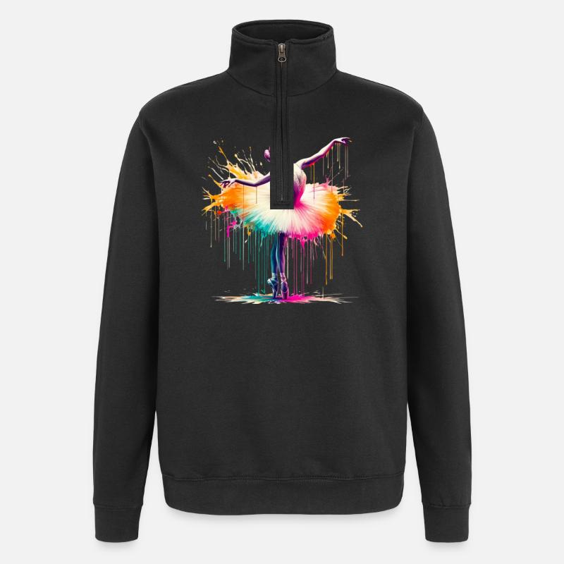 Balletttänzerin mit Tutu - Quarter-Zip-Sweatshirt - Schwarz