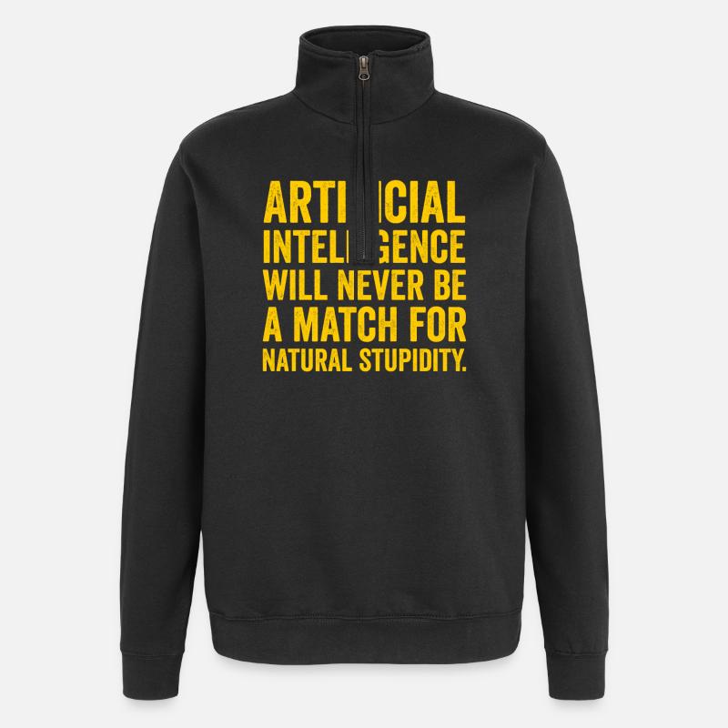 KI vs. natürliche Dummheit - Quarter-Zip-Sweatshirt - Schwarz