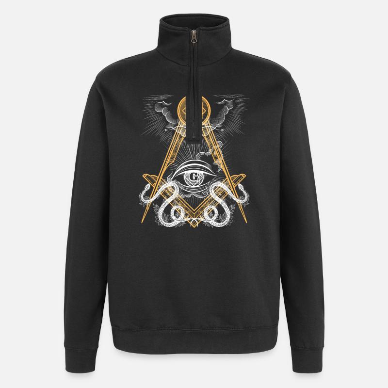 Emblème de l’œil maçonnique - Sweat à zip 1/4 - noir