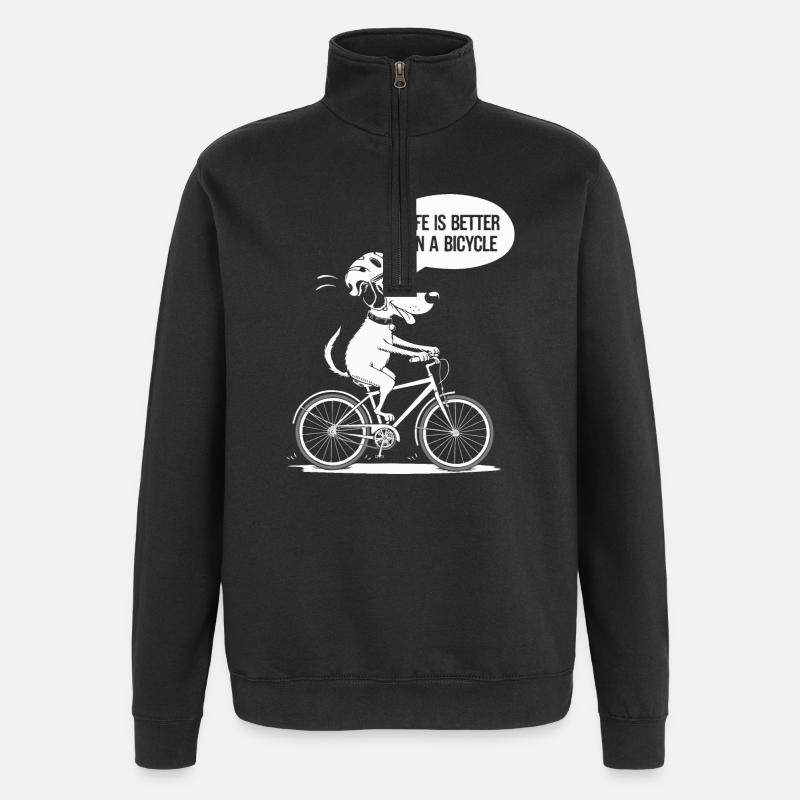 Bicycle Life Better Slogan Design - Sweat à zip 1/4 - noir