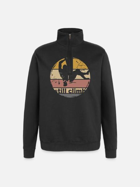 Climbing Retro Bouldering Symbol Logo Vintage Icon - Quarter-Zip Sweatshirt - black