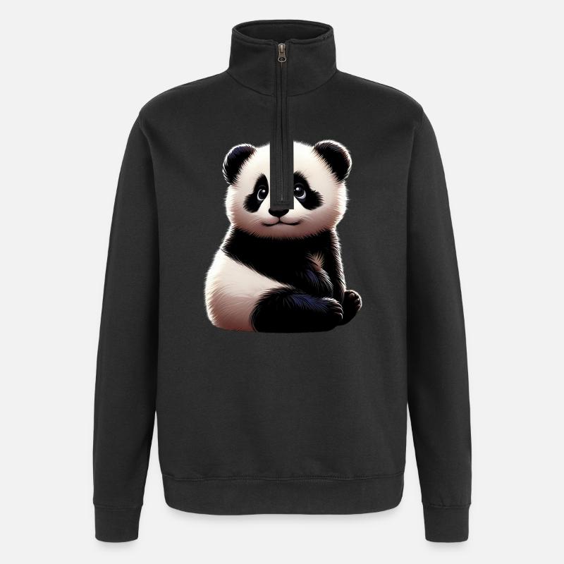Panda - Sweat à zip 1/4 - noir