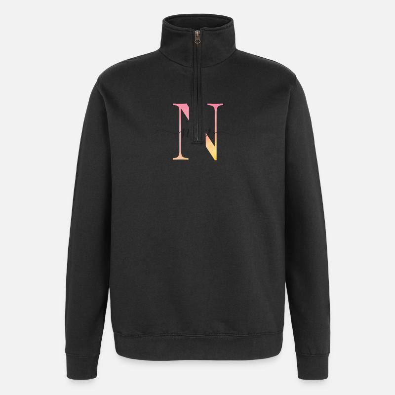 N | Monogramme | Nom | Nila |Aquarelle - Sweat à zip 1/4 - noir