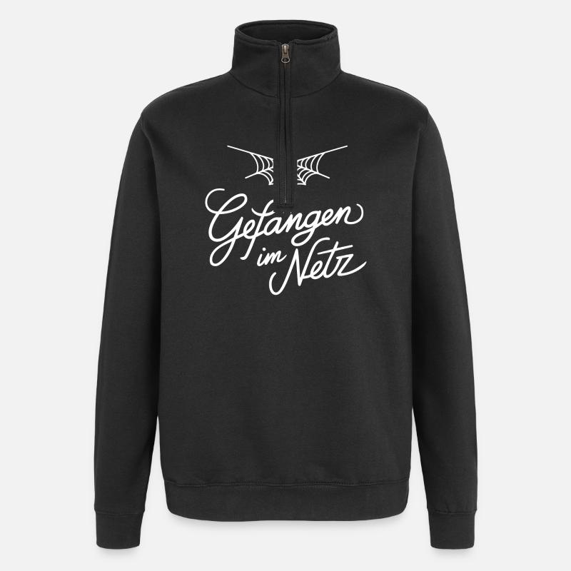 Gefangen im Netz - Quarter-Zip-Sweatshirt - Schwarz