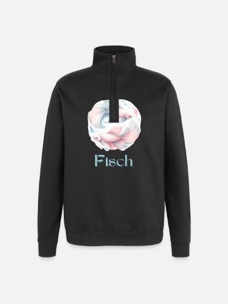 Elegantes Fische Sternzeichen Aquarell Geschenk - Quarter-Zip-Sweatshirt - Schwarz