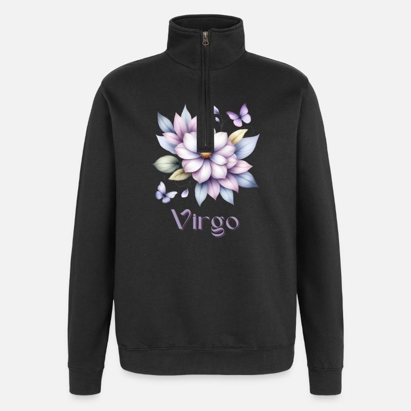 Elegantes Virgo Sternzeichen Aquarell Geschenk - Quarter-Zip-Sweatshirt - Schwarz