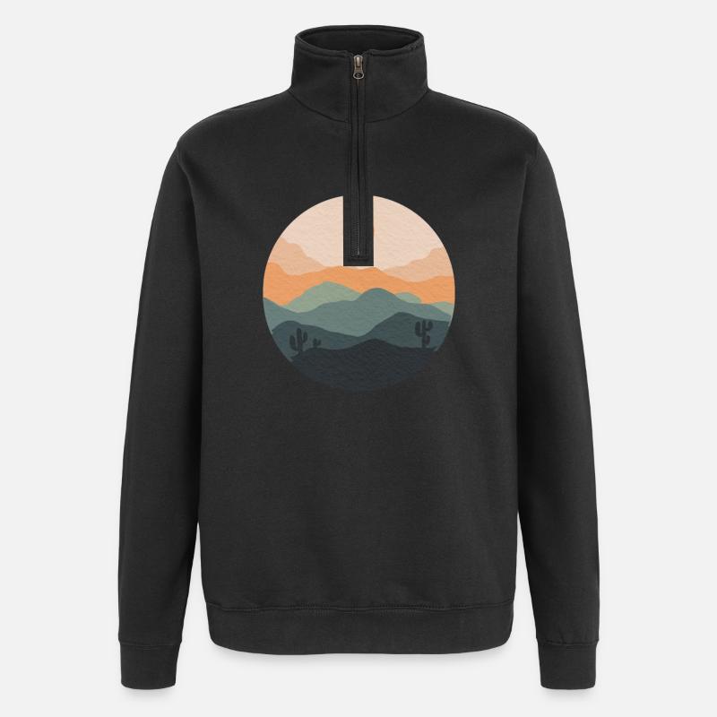 Pastel desert sunset circle - Quarter-Zip Sweatshirt - black