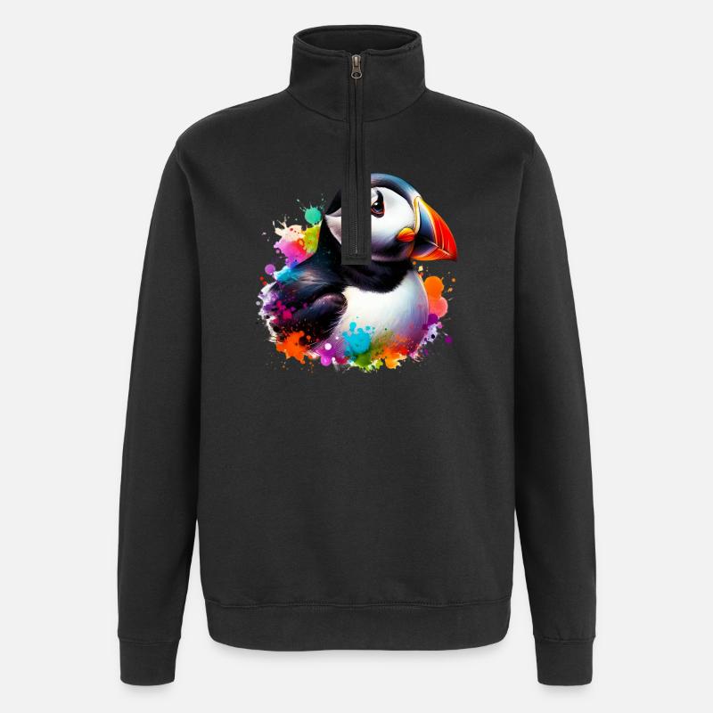 Macareux - Sweat à zip 1/4 - noir