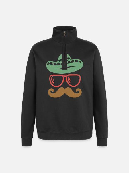 Cinco de Mayo mexikanisch Schnurrbart - Quarter-Zip-Sweatshirt - Schwarz