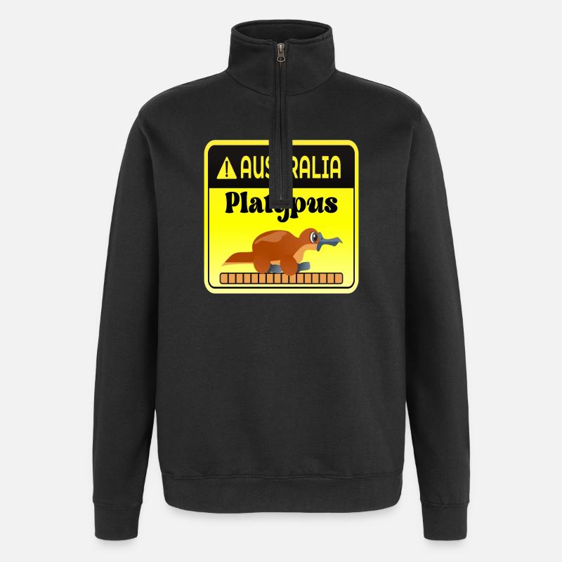 Australien Schnabeltier-Warnung - Säugetiere - Quarter-Zip-Sweatshirt - Schwarz