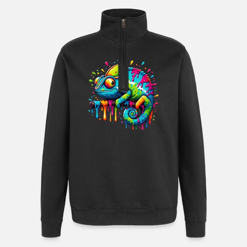 Caméléon - Sweat à zip 1/4 - noir