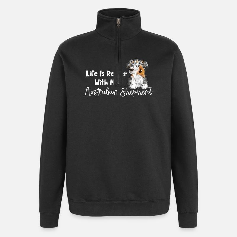 Funny Australian Shepherd Blue Merle - Quarter-Zip Sweatshirt - black