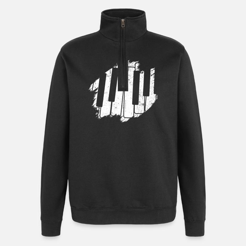 Pinceau Touches Piano Monochrome - Sweat à zip 1/4 - noir