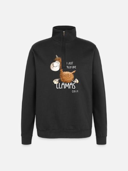 I Just Really Like Llamas - Quarter-Zip Sweatshirt - black