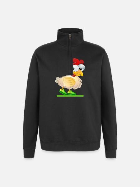 CHICKENS COMIC RUNNING RACE - Quarter-Zip Sweatshirt - black
