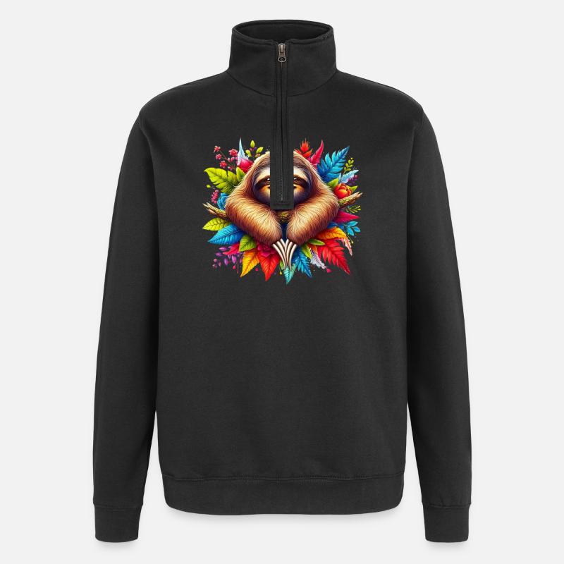 Faultier - Quarter-Zip-Sweatshirt - Schwarz