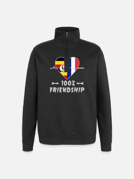 Uganda and France 100% friendship - Quarter-Zip Sweatshirt - black