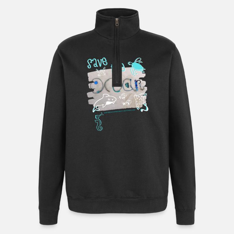 Rettet die Meere - Quarter-Zip-Sweatshirt - Schwarz