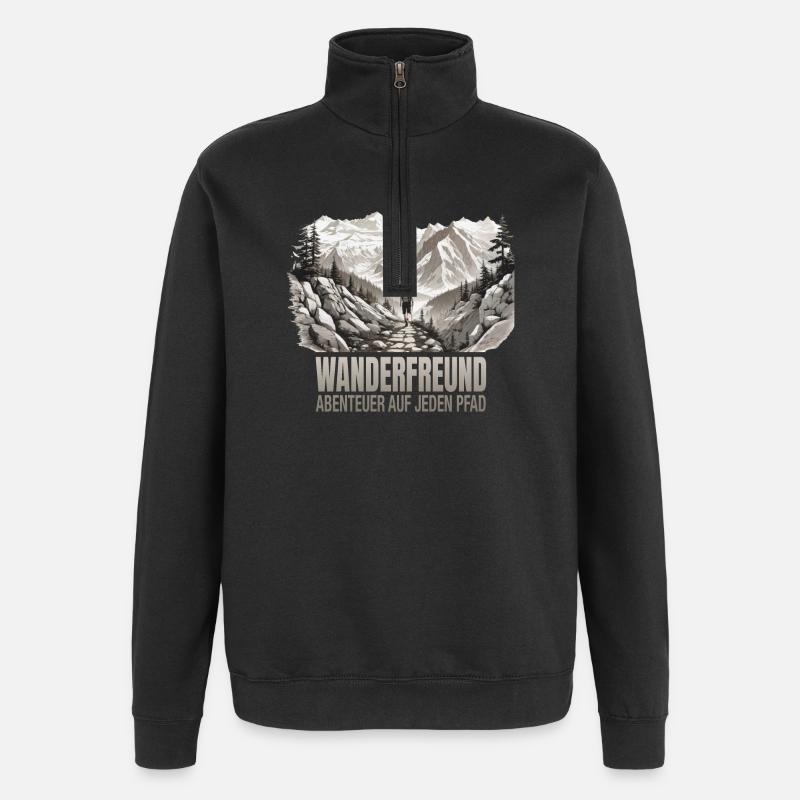 Abenteuer auf jeden Pfad - Quarter-Zip-Sweatshirt - Schwarz