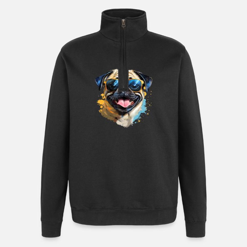 Carlin avec lunettes de soleil - Sweat à zip 1/4 - noir