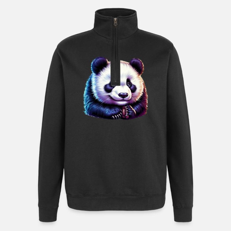 Panda - Quarter-Zip Sweatshirt - black