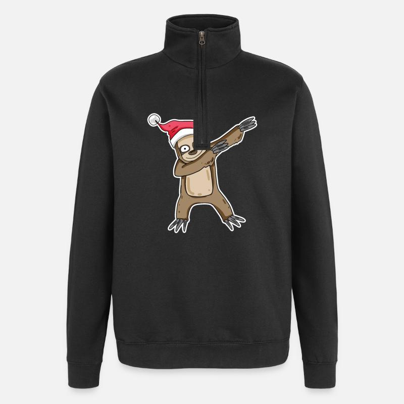 Sloth Christmas Motif - Quarter-Zip Sweatshirt - black