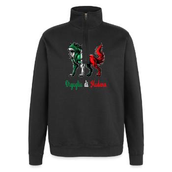 Le drapeau italien de la fierté de Modène - Sweat à zip 1/4 - noir - Devant - AI Model Female 172 light (172cm) & AI Model Male 178 dark (178cm)