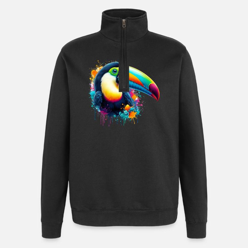 Toucan - Sweat à zip 1/4 - noir