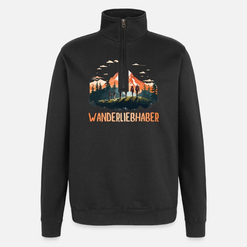 Wanderliebhaber - Quarter-Zip-Sweatshirt - Schwarz