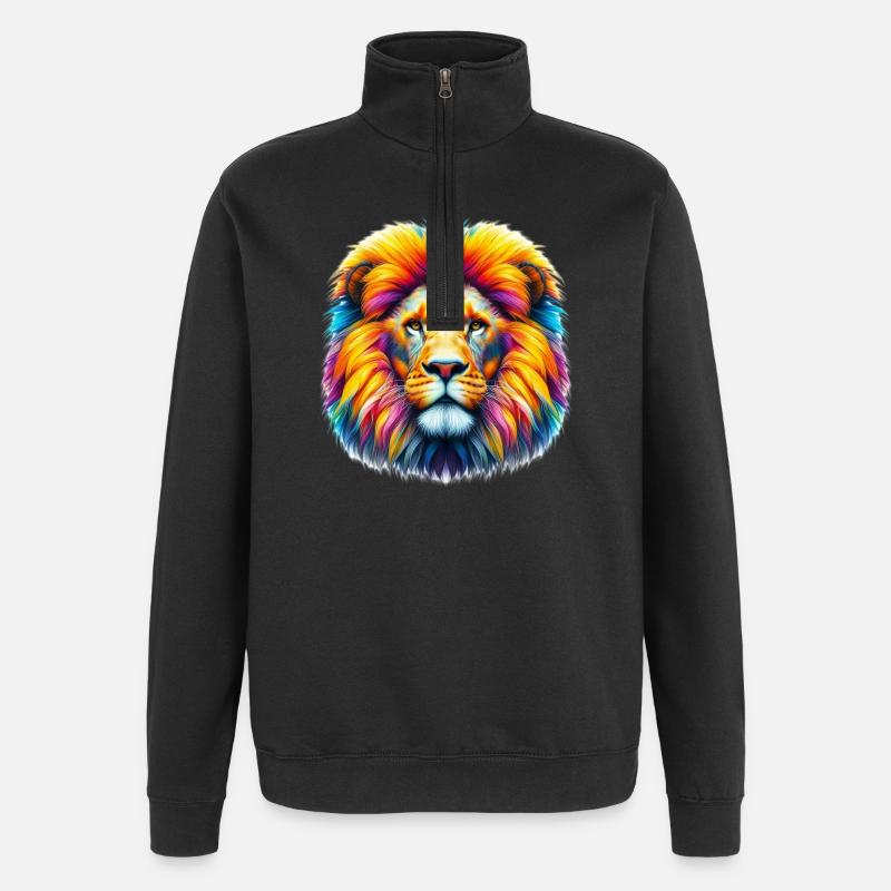 Löwe - Quarter-Zip-Sweatshirt - Schwarz