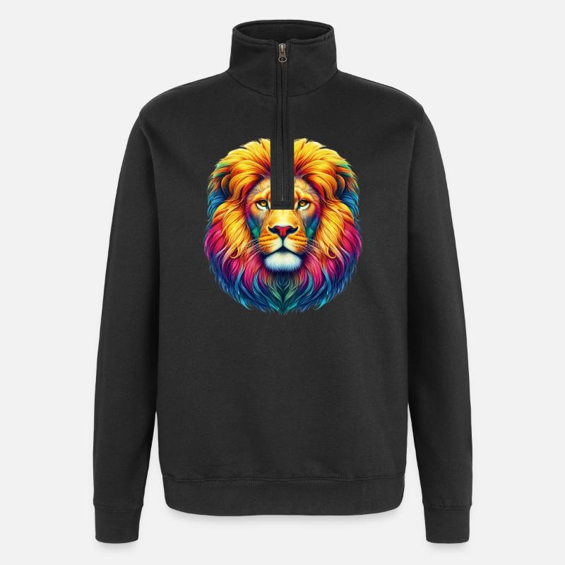 Löwe - Quarter-Zip-Sweatshirt - Schwarz
