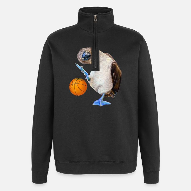 Basket-ball à pieds bleus - Sweat à zip 1/4 - noir