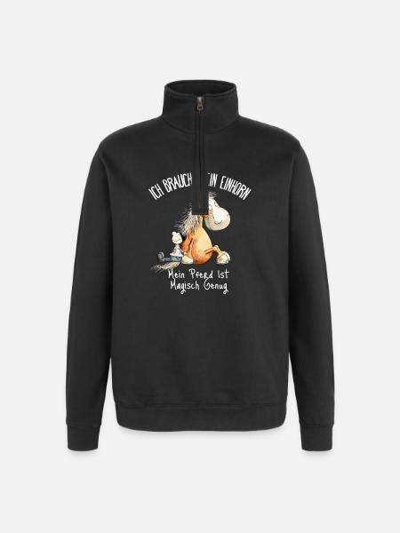 Pferd Einhorn Spruch Pferdefreunde - Quarter-Zip-Sweatshirt - Schwarz