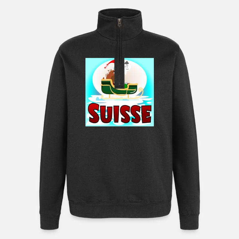 Chien Saint-Bernard Suisse Noël - Sweat à zip 1/4 - noir
