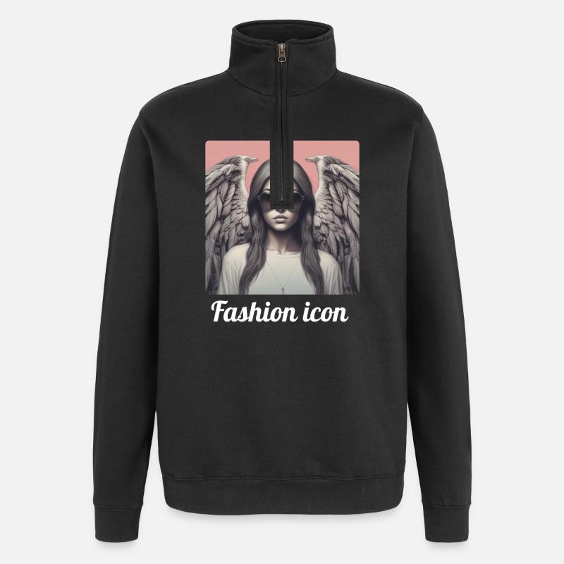 Mode-Ikone - Quarter-Zip-Sweatshirt - Schwarz