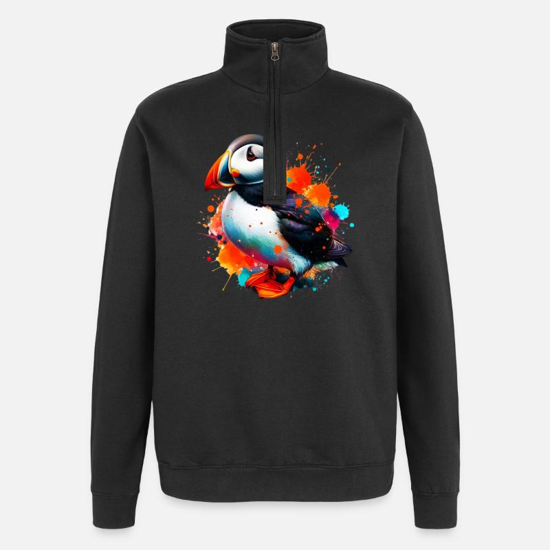 Macareux - Sweat à zip 1/4 - noir