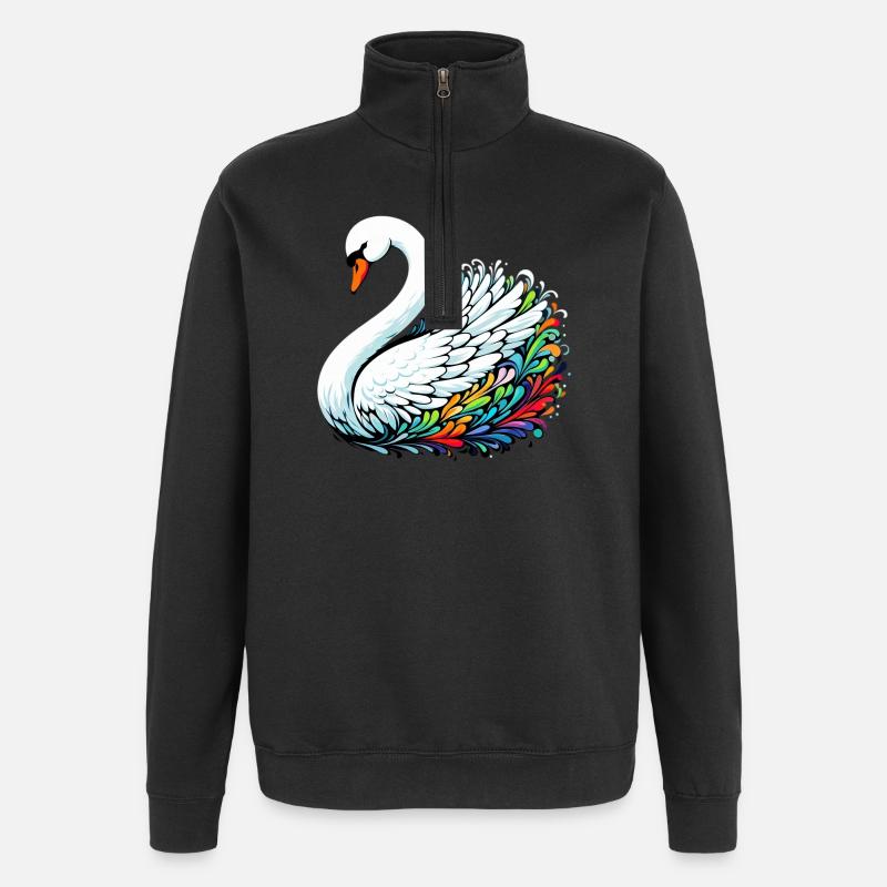 Schwan - Quarter-Zip-Sweatshirt - Schwarz