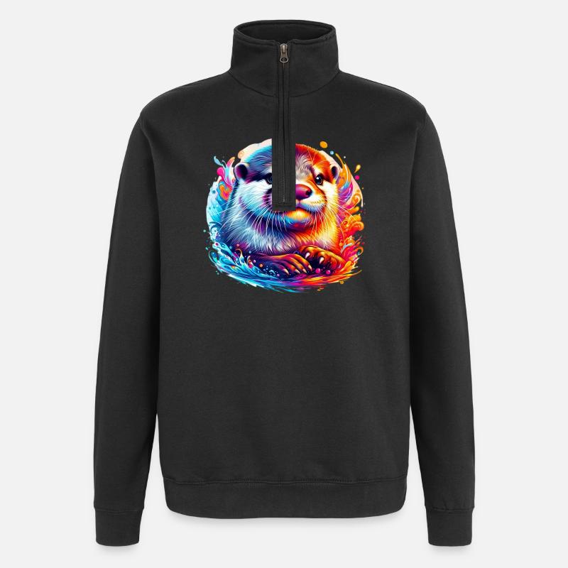 Loutre - Sweat à zip 1/4 - noir