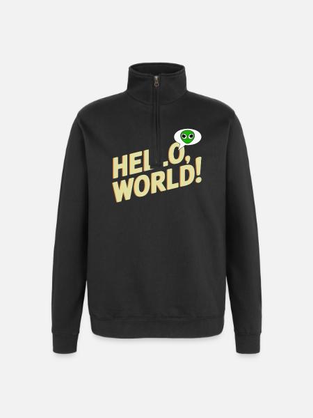Verspieltes Alien Hello World Design - Quarter-Zip-Sweatshirt - Schwarz